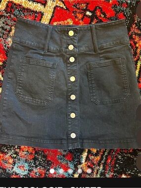 Pilcro Black Button-Front Mini Skirt
